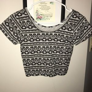 Grey and black crop top